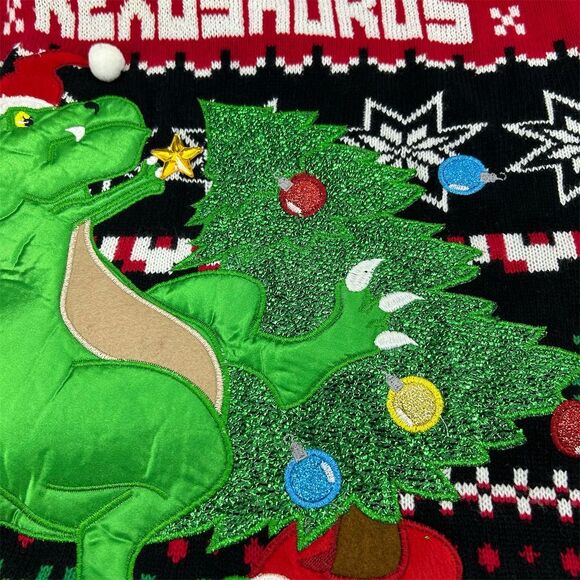 Celebrate Together Men's Tree Rexosaurus Ugly Christmas Sweater Large - Picture 5 of 8